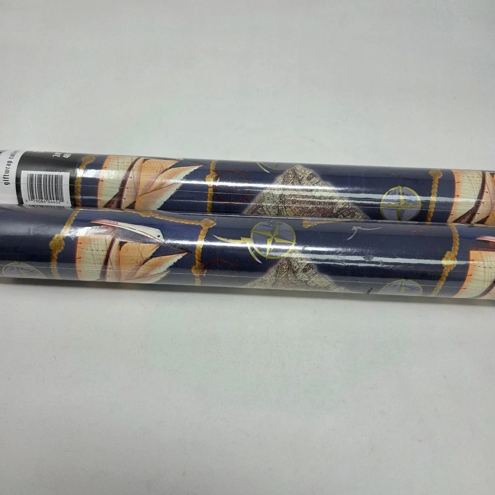 Jessica Stewart Ships Giftwrap 2 Rolls Nautical Navy‎ Blue 24in x 20ft 80 Sq Ft
